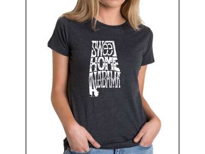 LA Pop Art Women's Premium Blend Word Art T-shirt - Sweet Home Alabama, Extra Large, Black