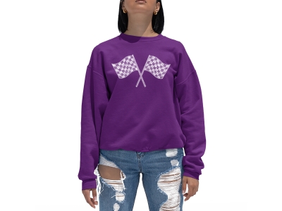 LA Pop Art Women's Word Art Crewneck Sweatshirt - RACE TRACKS, XXXL, Purple