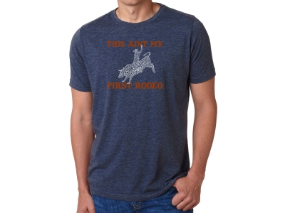 LA Pop Art Men's Premium Blend Word Art T-shirt - This Aint My First Rodeo, XXL, Navy Blue