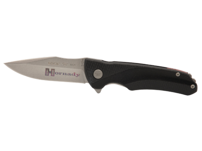 Hornady Folding Knife 420HC Blade Black GFN Handle w/Pocket Clip