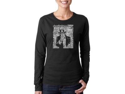 LA Pop Art Women's Word Art Long Sleeve T-Shirt - UNCLE SAM, Large, Black
