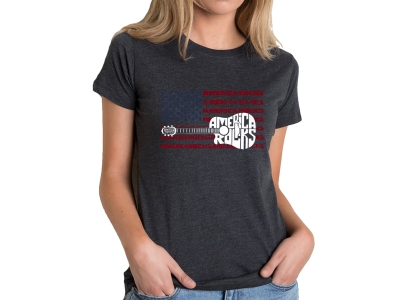 LA Pop Art America Rocks - Women's Premium Blend Word Art T-Shirt, Extra Large, Black