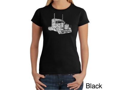 LA Pop Art Women's Word Art T-Shirt - KEEP ON TRUCKIN', Medium, Black