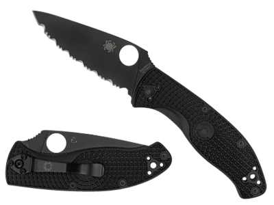 Spyderco 3.39" Serrated 8Cr13MoV Blade Black FRN Handle Knife