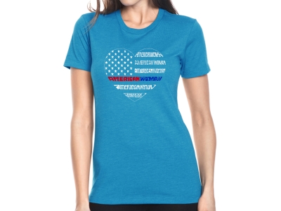 LA Pop Art Women's Premium Blend Word Art T-shirt - American Woman, XXL, Turquoise