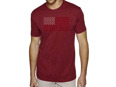 LA Pop Art Men's Premium Blend Word Art T-shirt - God Bless America, Medium, Red