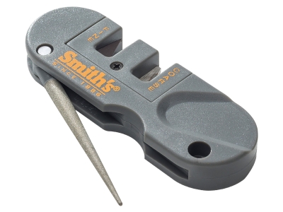 Smith's Pocket Knife Sharpener, Carbide/Ceramic/Diamond, Gray Handle