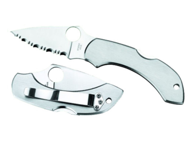 Spyderco 2.31" Serrated VG-10 Folding Knife Stainless Steel Handle