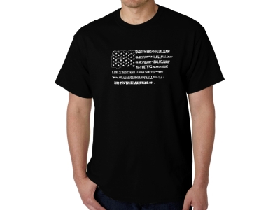 LA Pop Art Men's Word Art T-shirt - Glory Hallelujah Flag, 4XL, Black