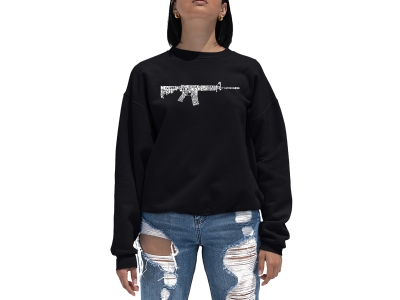LA Pop Art Women's Word Art Crewneck Sweatshirt - AR-15 2nd Amendment Word Art, XXXL, Black