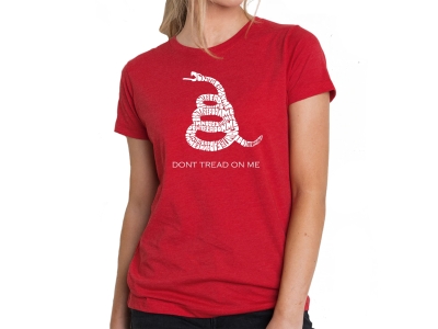 LA Pop Art Women's Premium Blend Word Art T-shirt - DONT TREAD ON ME, Small, Red