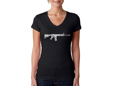 LA Pop Art Women's Word Art V-Neck T-Shirt - AR-15 2nd Amendment Word Art, XXL, Black