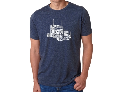LA Pop Art Men's Premium Blend Word Art T-shirt - KEEP ON TRUCKIN', XXXL, Navy Blue
