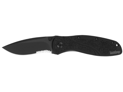 Kershaw 3.4" 14C28N Serrated Drop Point Recurve Black Aluminum Handle