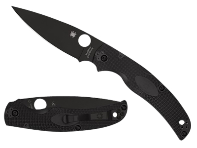 Spyderco 4.02" Black DLC CTS BD1N Blade Black FRN Folding Tactical Knife