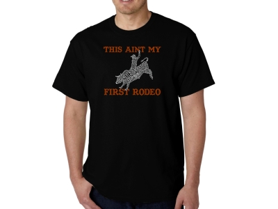 LA Pop Art Men's Word Art T-shirt - This Aint My First Rodeo, Medium, Black
