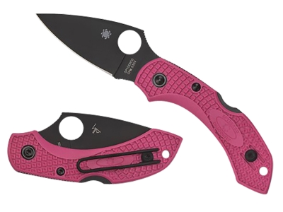 Spyderco 2.30" Black TiCN CPM S30V Blade Pink FRN Folding Pocket Knife