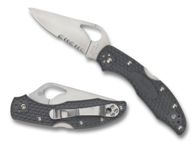 Spyderco 2.87" Folding Serrated Drop Point 8Cr13MoV Blade Black FRN