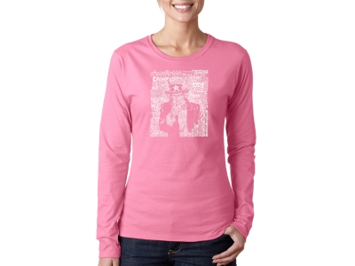 LA Pop Art Women's Word Art Long Sleeve T-Shirt - UNCLE SAM, Extra Large, Pink