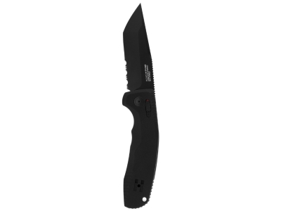 SOG TAC AU Black Tanto Partially Serrated Presentation Box, Ambidextrous
