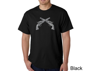 LA Pop Art Men's Word Art T-shirt - CROSSED PISTOLS, XXL, Black