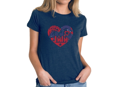 LA Pop Art Women's Premium Blend Word Art T-shirt - July 4th Heart