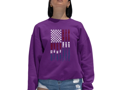 LA Pop Art Women's Word Art Crewneck Sweatshirt - Support our Troops, 4XL, Purple