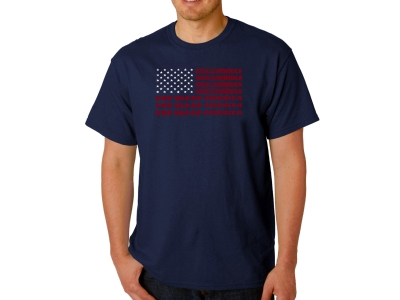 LA Pop Art Men's Word Art T-shirt - God Bless America, XXXL, Navy Blue