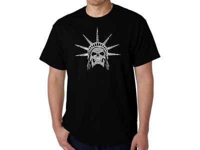 LA Pop Art Men's Word Art T-shirt - Freedom Skull, Small, Black