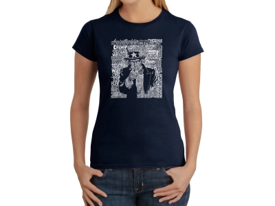 LA Pop Art Women's Word Art T-Shirt - UNCLE SAM, Extra Large, Navy Blue