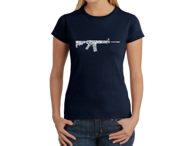 LA Pop Art Women's Word Art T-Shirt - AR-15 2nd Amendment Word Art, Medium, Navy Blue