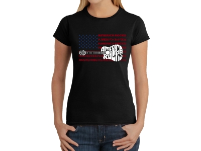 LA Pop Art America Rocks - Women's Word Art T-Shirt, Medium, Black