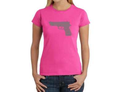 LA Pop Art Women's Word Art T-Shirt - RIGHT TO BEAR ARMS, Extra Large, Pink
