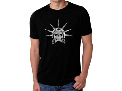 LA Pop Art Men's Premium Blend Word Art T-shirt - Freedom Skull, XXL, Black