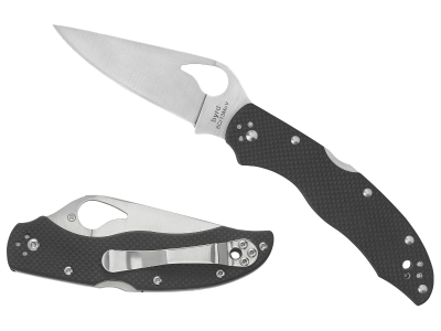 Spyderco 3.39" Folding Drop Point Serrated 8Cr13MoV Stonewash G10