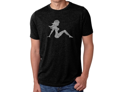 LA Pop Art Men's Premium Blend Word Art T-shirt - MUDFLAP GIRL, Extra Large, Black