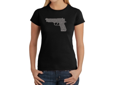 LA Pop Art Women's Word Art T-Shirt - RIGHT TO BEAR ARMS, Medium, Black