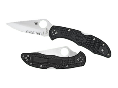 Spyderco 2.88" Serrated VG-10 Blade Black FRN Handle Folding Knife