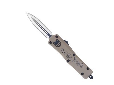 CobraTec 3" OTF Dagger Knife D2 Blade Tan Aluminum Handle
