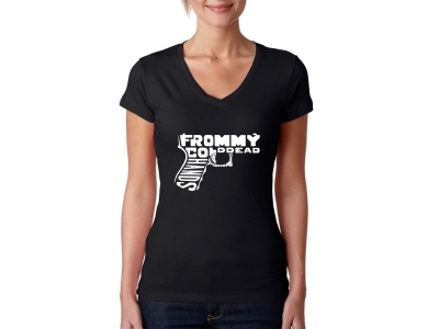 LA Pop Art Women's Word Art V-Neck T-Shirt - Out of My cold Dead Hands Gun, Medium, Black