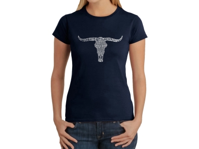 LA Pop Art Women's Word Art T-Shirt - Names of Legendary Outlaws, Extra Large, Navy Blue