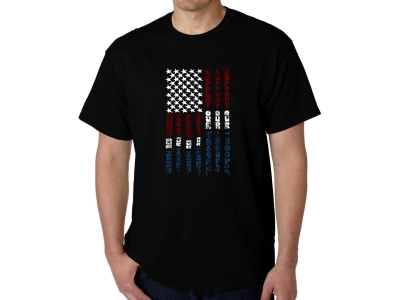 LA Pop Art Men's Word Art T-shirt - Support our Troops, Large, Black