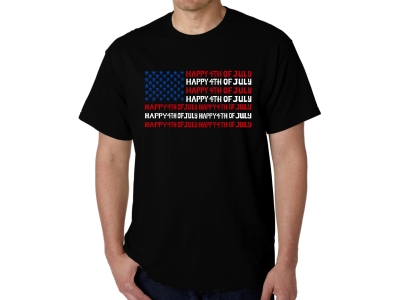 LA Pop Art Happy 4th of July - Men's Word Art T-Shirt, XXL, Black