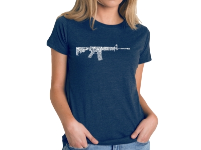 LA Pop Art Women's Premium Blend Word Art T-shirt - AR-15 2nd Amendment Word Art, Small, Navy Blue