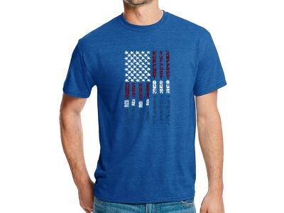 LA Pop Art Men's Premium Blend Word Art T-shirt - Support our Troops, Large, Royal Blue