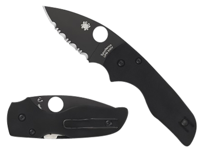 Spyderco .42" Black DLC CPM S30V Folding Knife Black G10 Handle