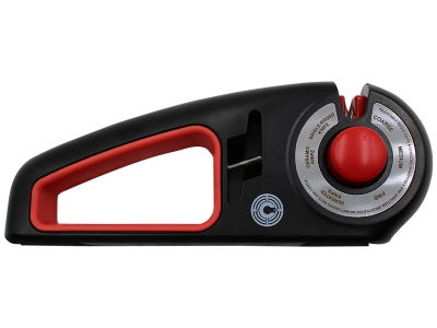 Caliber Gourmet Adjustable Knife Sharpener, Carbide/Ceramic, Black/Red