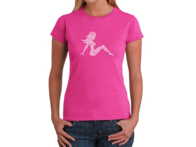LA Pop Art Women's Word Art T-Shirt - MUDFLAP GIRL, Large, Pink