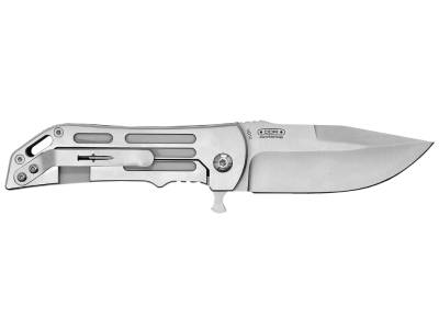 Camillus 3" Folding Drop Point 420 Steel Blade Silver Carbon Fiber Handle