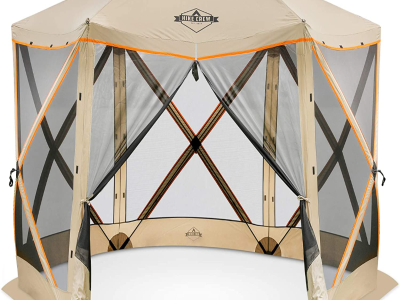 Hike Crew 6-Panel Pop-Up Screen House Gazebo 140"x140"  Instant Setup, Black